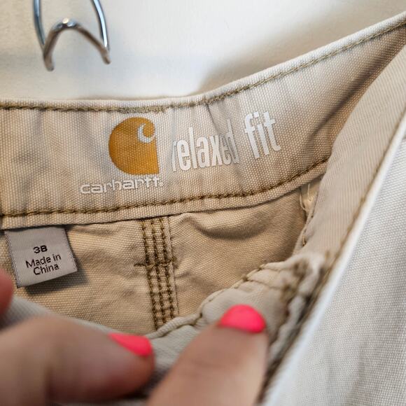 Carhartt Men's Cargo Pockets Beige Relaxed Fit Cotton Shorts 38 Waist 10" Inseam - Picture 10 of 10